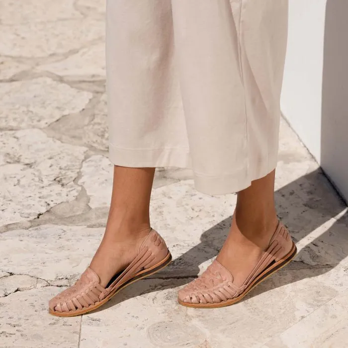 Nisolo Flats and Slip Ons Women Huarache Sandal Desert Rose