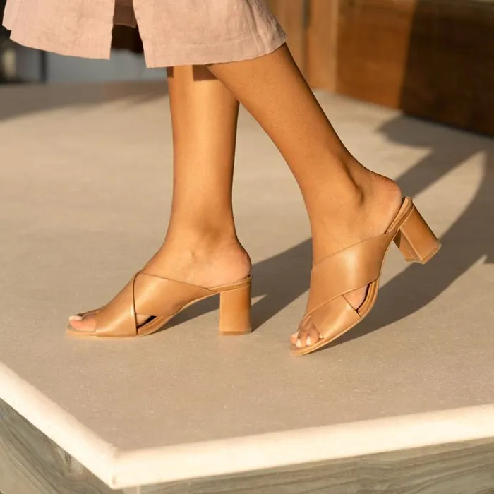 Nisolo Loafers and Mules Women Carina Cross Strap Mule Almond