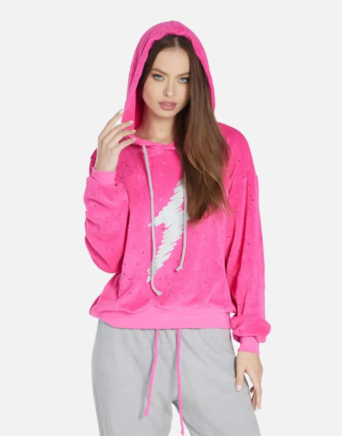 Nurys Scribble Lightning Bright Pink Silver Women039s Lauren Moshi Hoodies