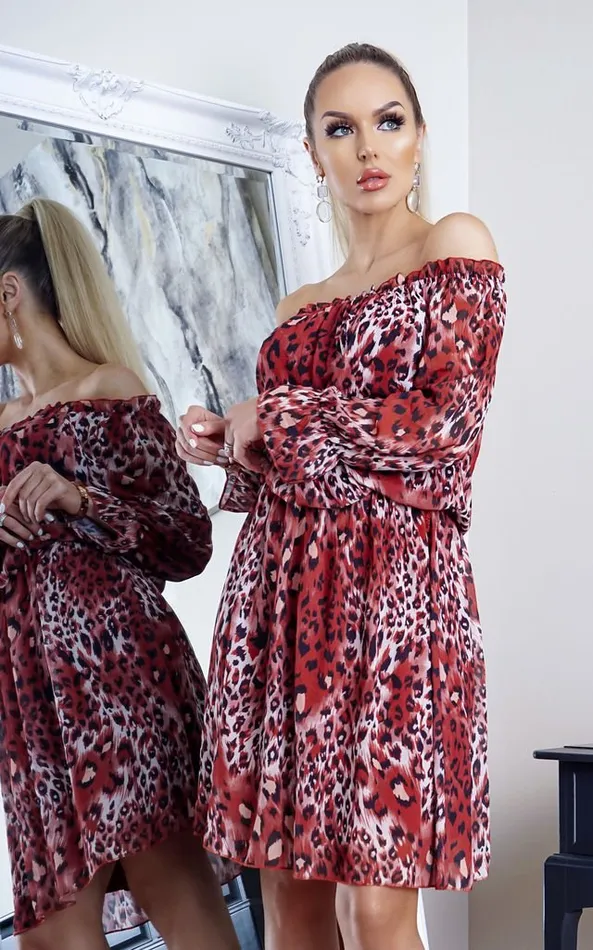 Nyla Redal Bardot Long Sleeve Shift Dress Dress Women Missfiga Skater Dresses