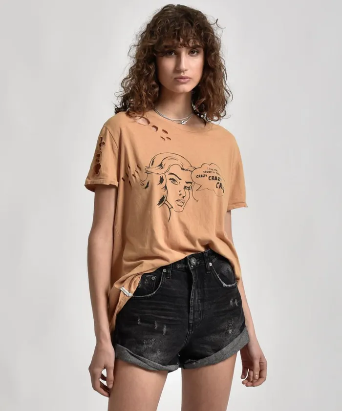 One Teaspoon Basic Tees CRAZY CRAZY CRAZY TEE 8211 Women