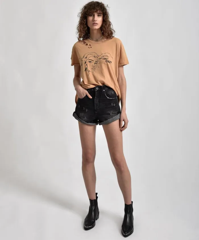 One Teaspoon Basic Tees CRAZY CRAZY CRAZY TEE 8211 Women