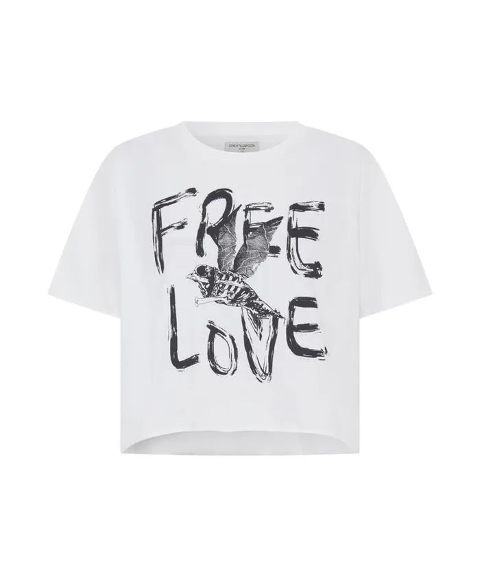 One Teaspoon Basic Tees FREE LOVE CROPPED TEE 8211 Women One Teaspoon Basic Tees FREE LOVE CROPPED TEE 8211 Women