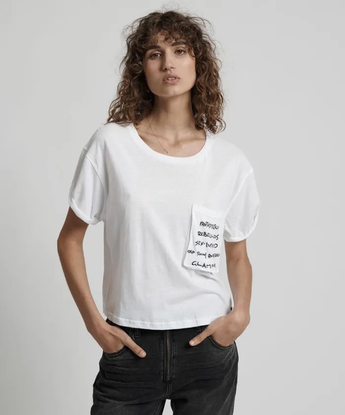 One Teaspoon Basic Tees UPSIZED REBEL POCKET TEE 8211 Women