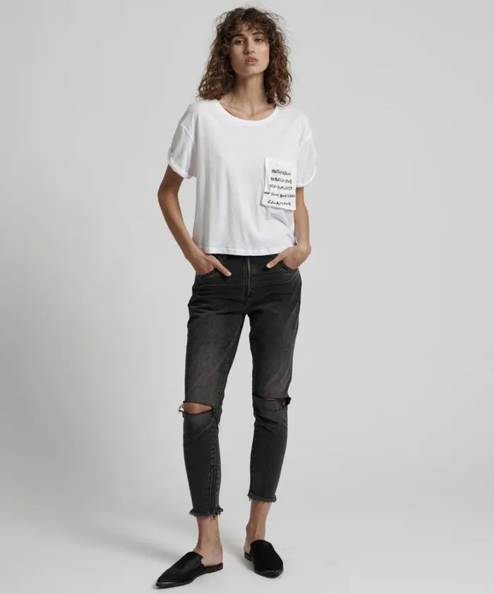One Teaspoon Basic Tees UPSIZED REBEL POCKET TEE 8211 Women