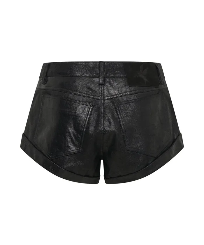 One Teaspoon Bottoms COATED BLACK LEATHER BANDITS SHORTS 8211 Women