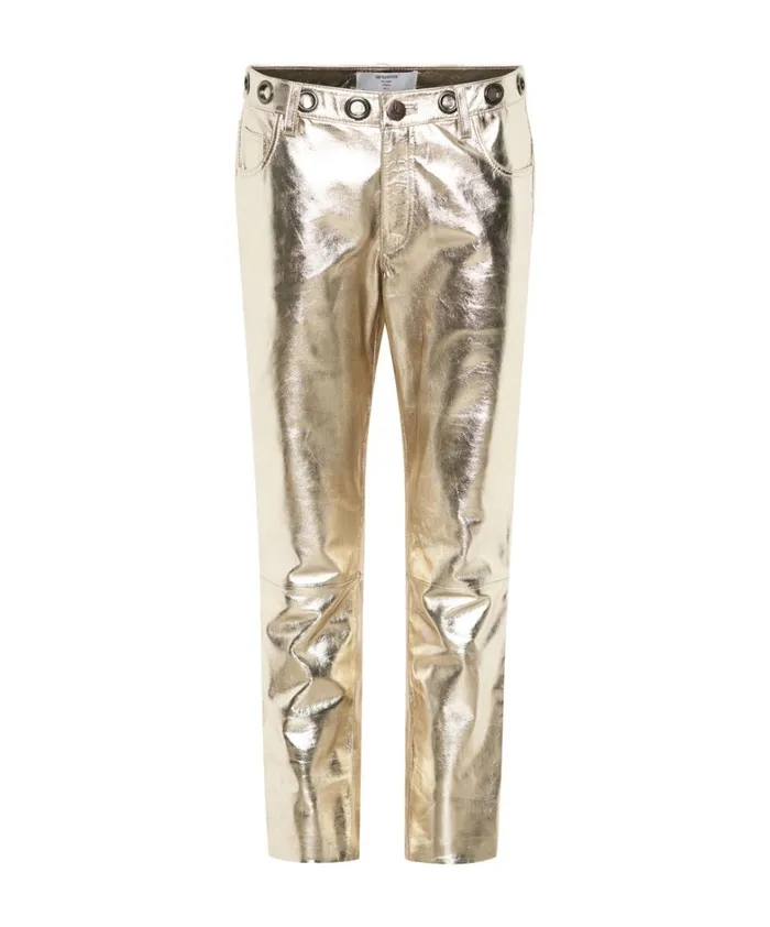 One Teaspoon Bottoms GOLD LEATHER HEART BREAK HOTEL DROP CROTCH PANTS 8211 Women