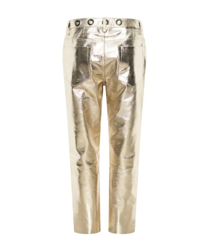 One Teaspoon Bottoms GOLD LEATHER HEART BREAK HOTEL DROP CROTCH PANTS 8211 Women