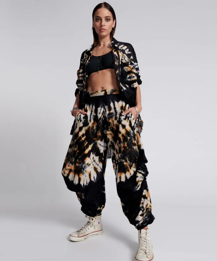 One Teaspoon Bottoms HAND PRINTED STORM FLOWER PANTS 8211 Women