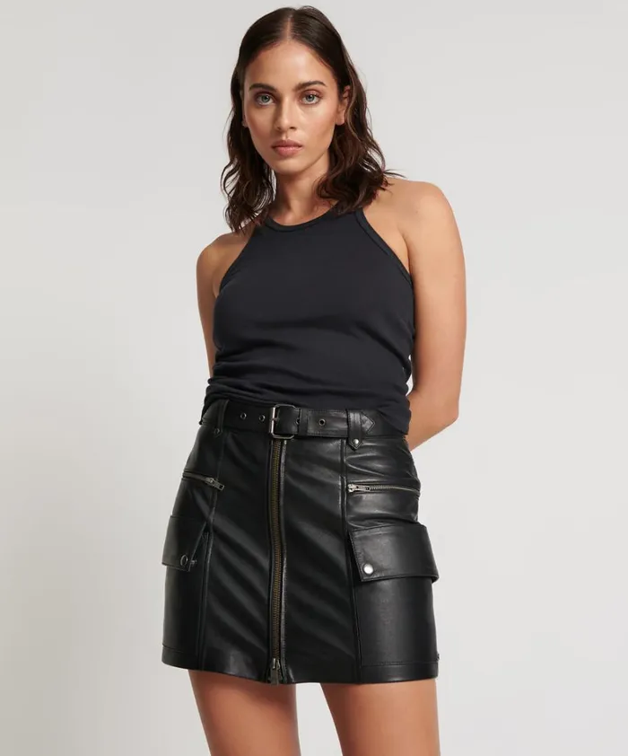 One Teaspoon Bottoms LEATHER BIKER MINI SKIRT 8211 Women
