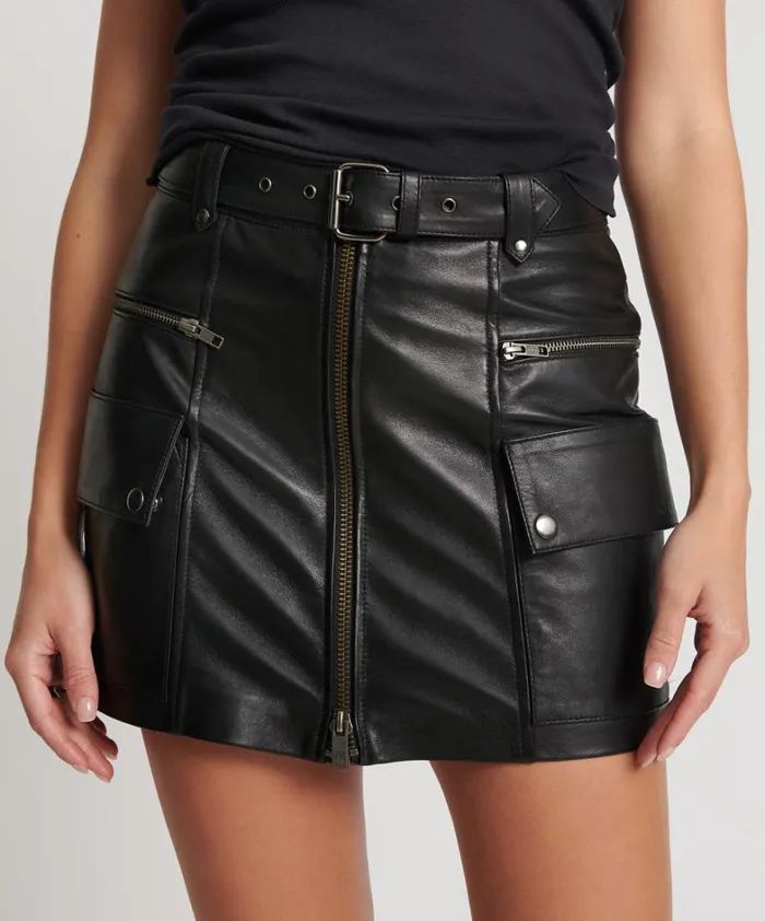 One Teaspoon Bottoms LEATHER BIKER MINI SKIRT 8211 Women