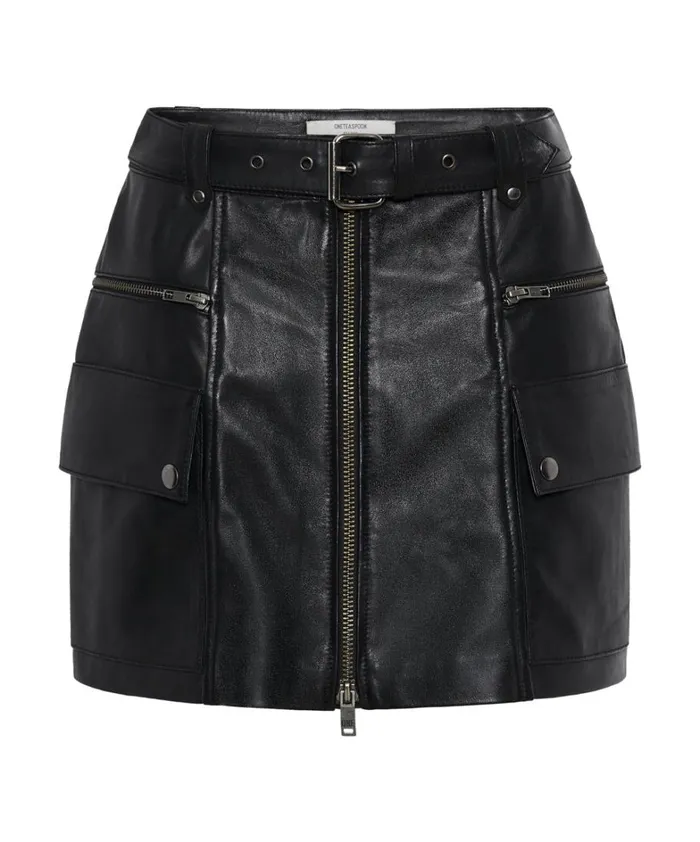 One Teaspoon Bottoms LEATHER BIKER MINI SKIRT 8211 Women