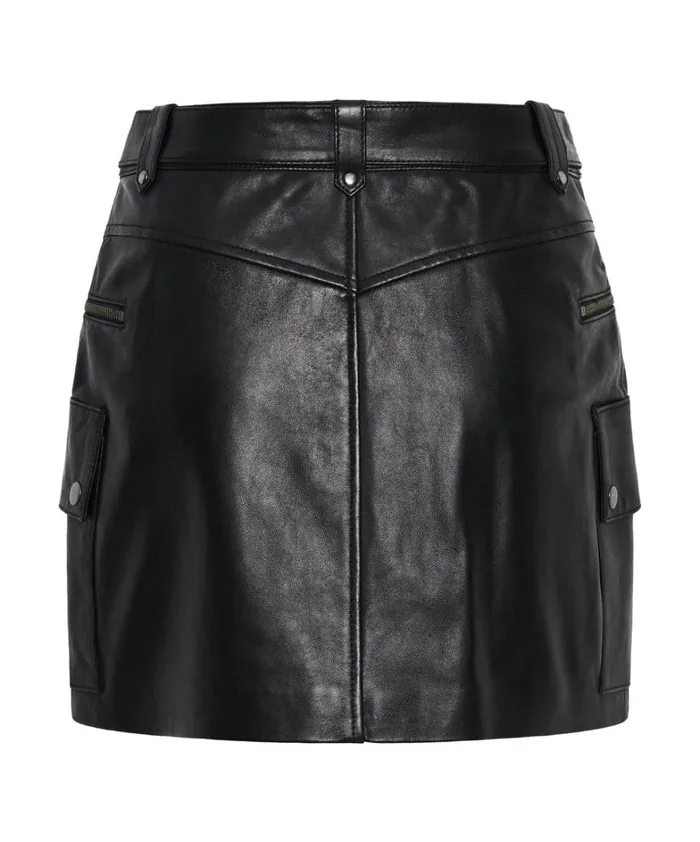 One Teaspoon Bottoms LEATHER BIKER MINI SKIRT 8211 Women