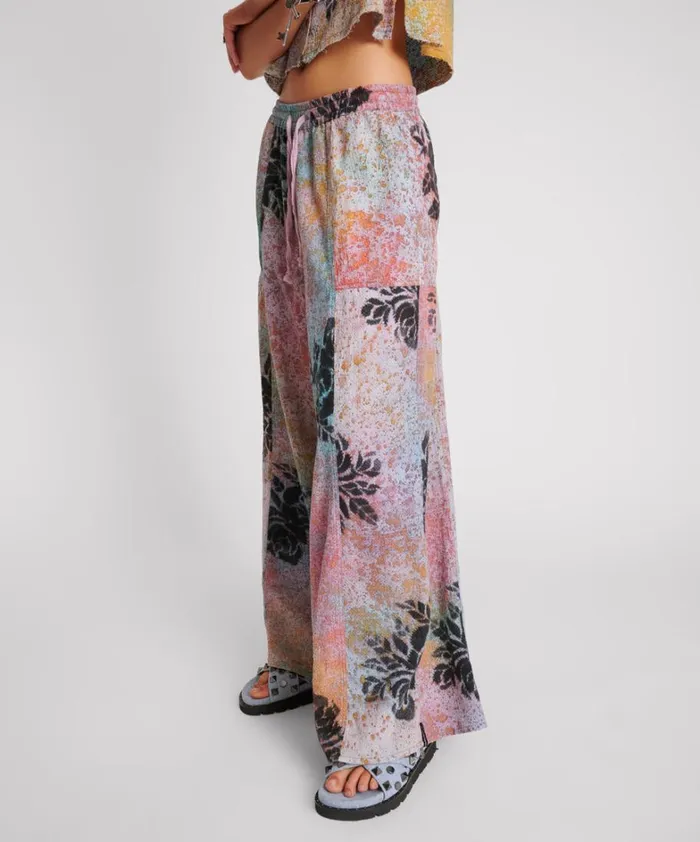One Teaspoon Bottoms ROSE TATTOO HAND PAINTED FLORAL PALAZZO PANTS 8211 Women One Teaspoon Bottoms ROSE TATTOO HAND PAINTED FLORAL PALAZZO PANTS 8211 Women