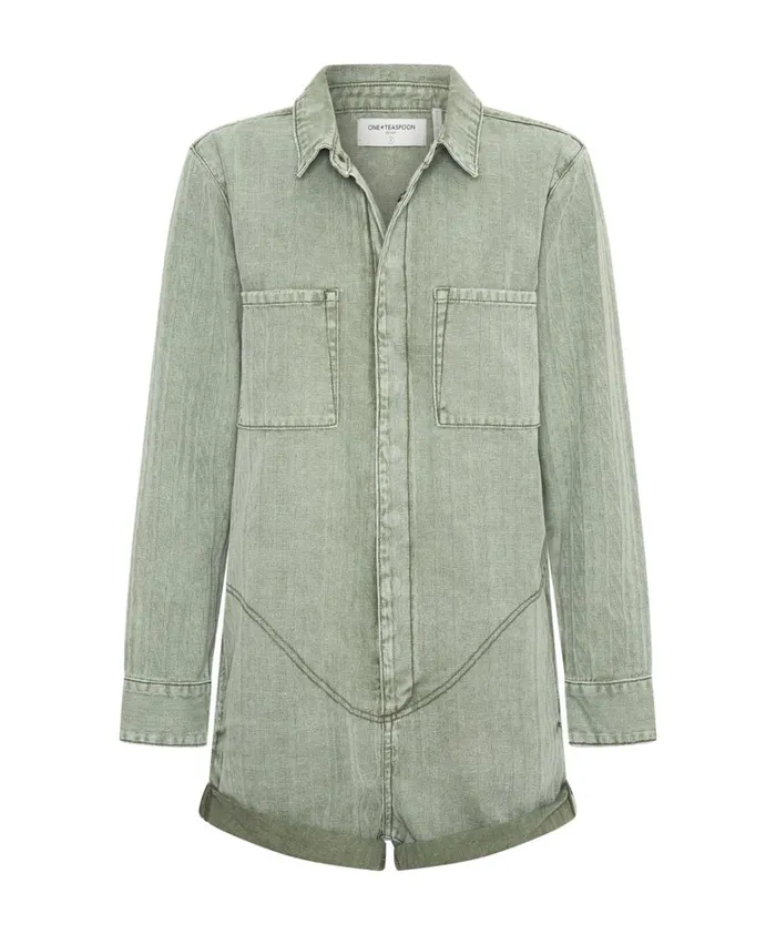 One Teaspoon Denim Jumpsuits KHAKI LOGO JACQUARD PROPHECY JUMPSUIT 8211 Women