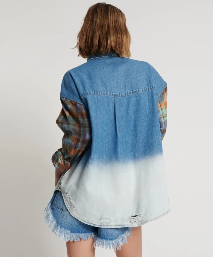 One Teaspoon Denim Shirts CIAO BLUE REVOLVER DENIM FLANNEL SHIRT 8211 Women