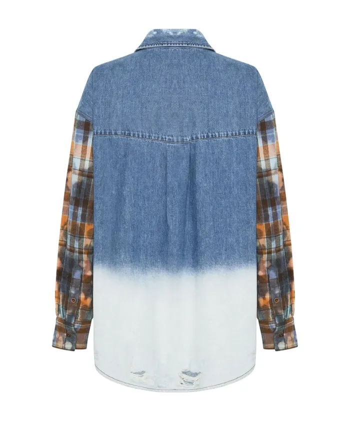 One Teaspoon Denim Shirts CIAO BLUE REVOLVER DENIM FLANNEL SHIRT 8211 Women