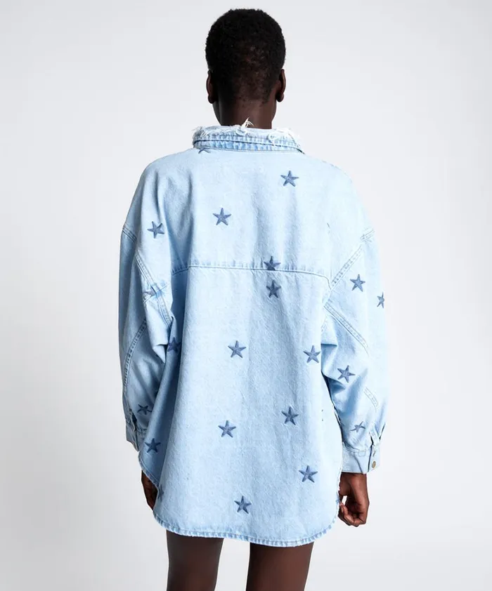 One Teaspoon Denim Tops STARRED DARIA DENIM SHIRT 8211 Women One Teaspoon Denim Tops STARRED DARIA DENIM SHIRT 8211 Women