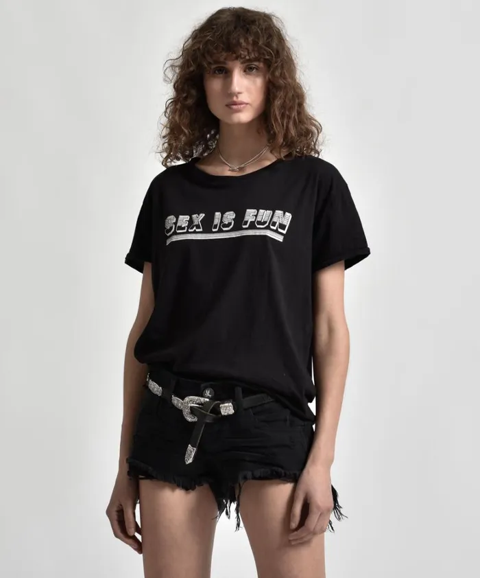 One Teaspoon Graphic Tees SEX IS FUN TEE BLACK 8211 Women