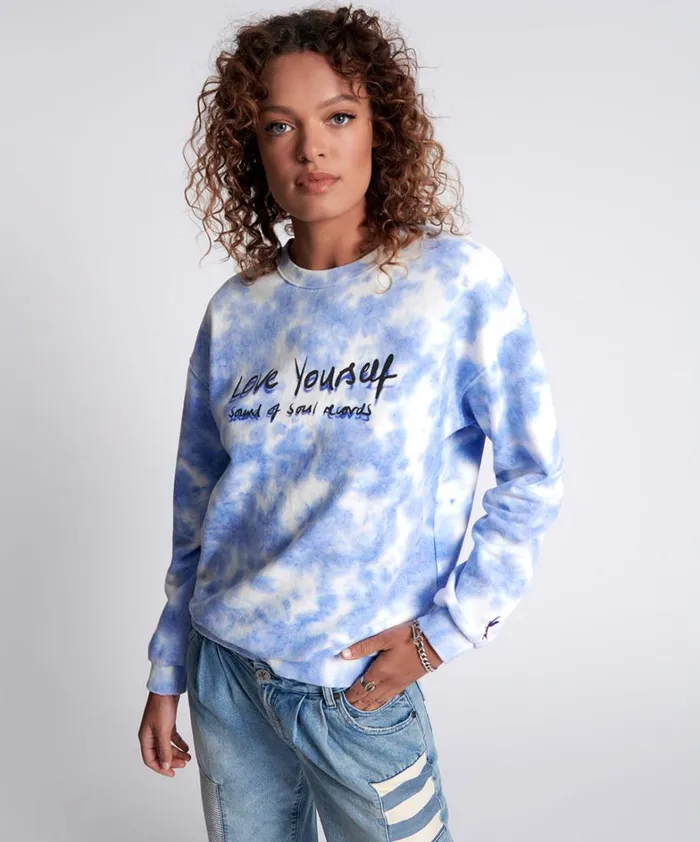One Teaspoon Hoodies And Sweats LOVE YOURSELF SOS TIE DYE SWEATER 8211 Women