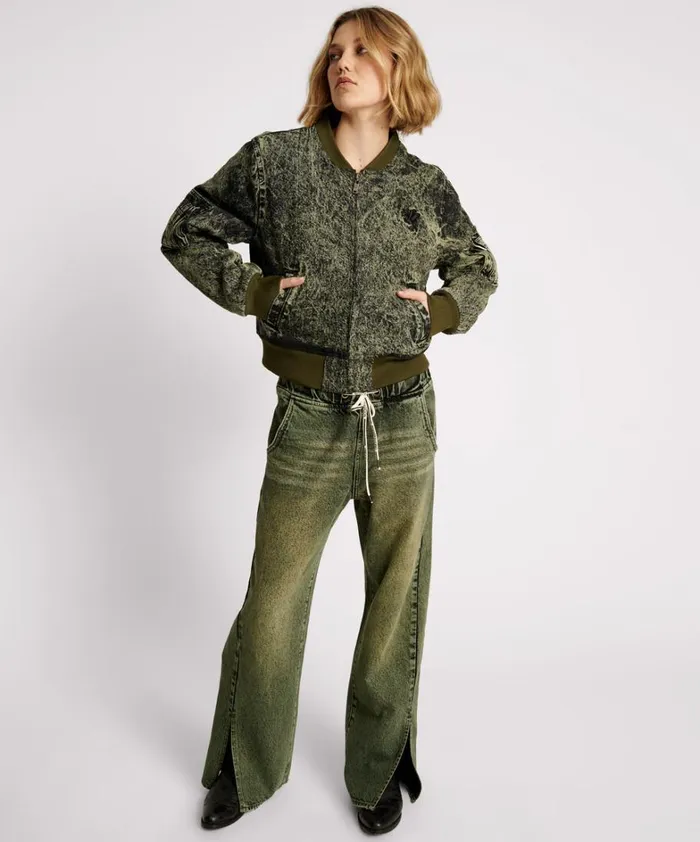 One Teaspoon Jackets BLACK KHAKI DENIM BOMBER JACKET 8211 Women