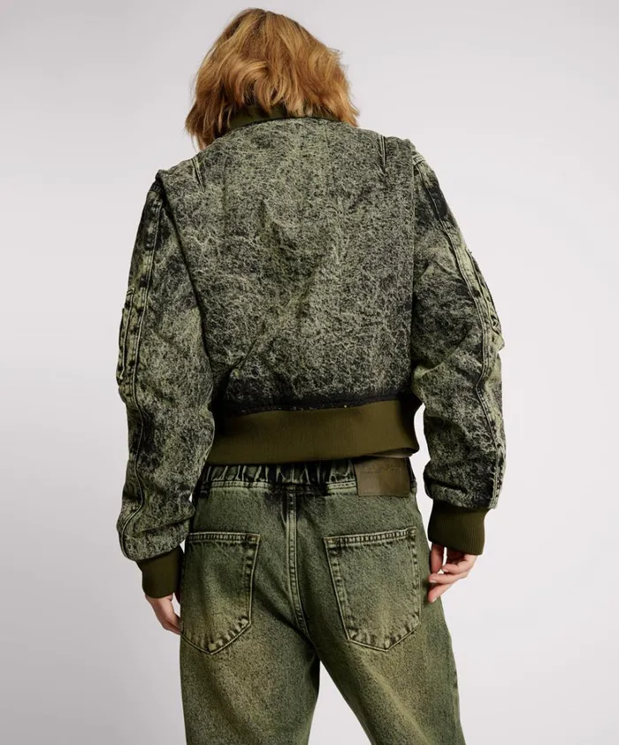 One Teaspoon Jackets BLACK KHAKI DENIM BOMBER JACKET 8211 Women