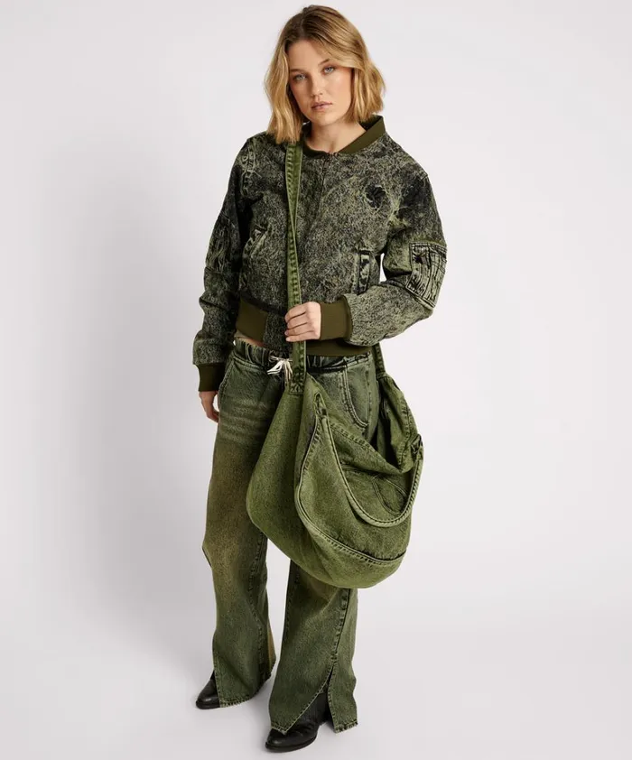 One Teaspoon Jackets BLACK KHAKI DENIM BOMBER JACKET 8211 Women