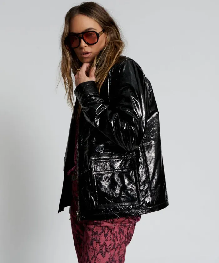 One Teaspoon Jackets BLACK OUT PATENT LEATHER JACKET 8211 Women One Teaspoon Jackets BLACK OUT PATENT LEATHER JACKET 8211 Women