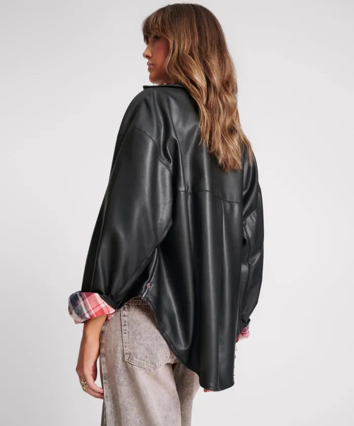 One Teaspoon Jackets DARIA FAUX LEATHER FLANNEL SHACKET 8211 Women
