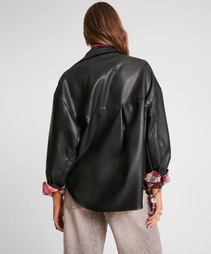 One Teaspoon Jackets DARIA FAUX LEATHER FLANNEL SHACKET 8211 Women