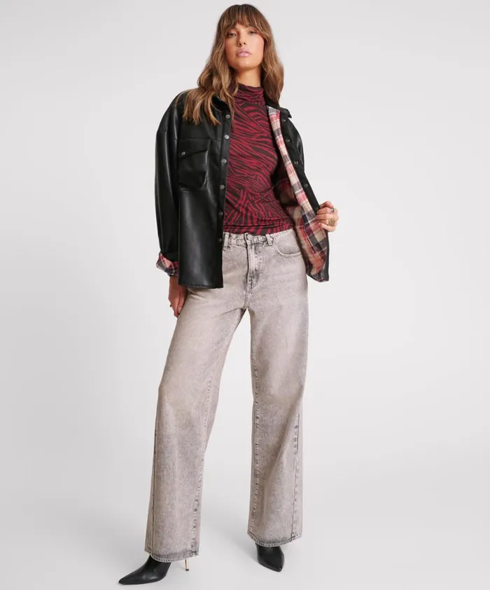 One Teaspoon Jackets DARIA FAUX LEATHER FLANNEL SHACKET 8211 Women