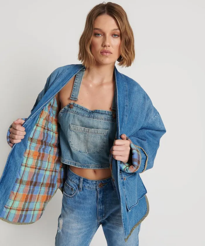 One Teaspoon Jackets KIMONO DENIM QUILTED JACKET 8211 Women One Teaspoon Jackets KIMONO DENIM QUILTED JACKET 8211 Women