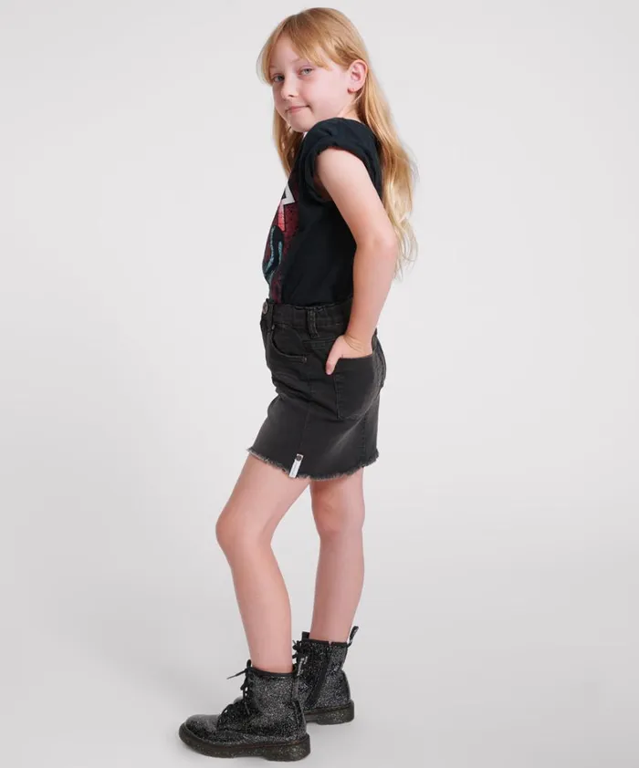 One Teaspoon Kids KIDS BLACK PUNK 2020 MINI HIGH WAIST DENIM SKIRT 8211 Kids