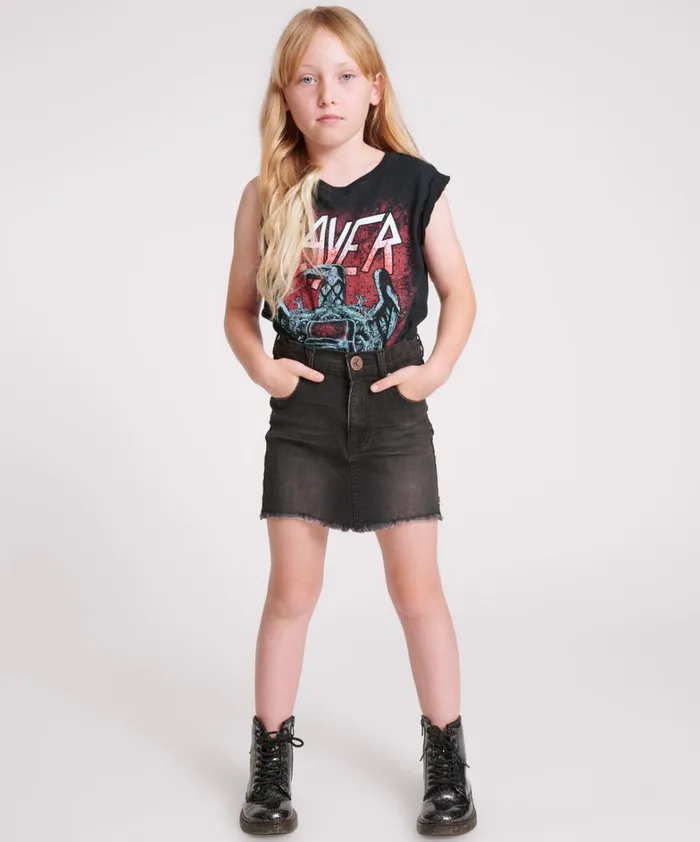 One Teaspoon Kids KIDS BLACK PUNK 2020 MINI HIGH WAIST DENIM SKIRT 8211 Kids