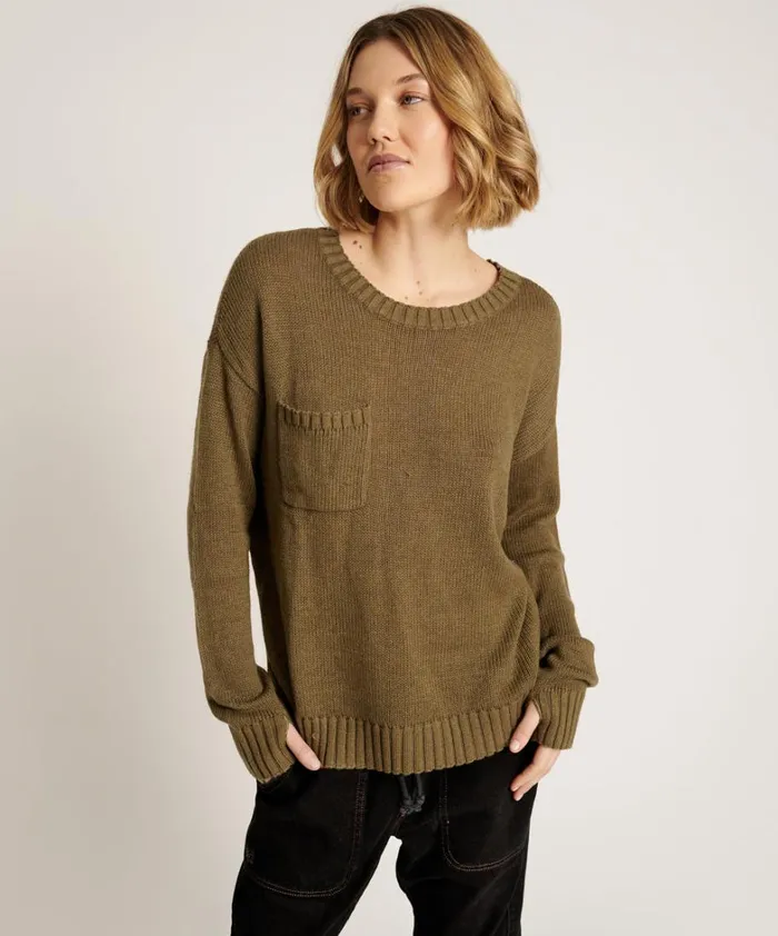 One Teaspoon Knitwear CLASSIC POCKET CHUNKY KNIT SWEATER KHAKI 8211 Women One Teaspoon Knitwear CLASSIC POCKET CHUNKY KNIT SWEATER KHAKI 8211 Women