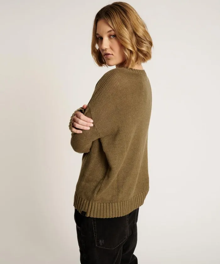One Teaspoon Knitwear CLASSIC POCKET CHUNKY KNIT SWEATER KHAKI 8211 Women One Teaspoon Knitwear CLASSIC POCKET CHUNKY KNIT SWEATER KHAKI 8211 Women