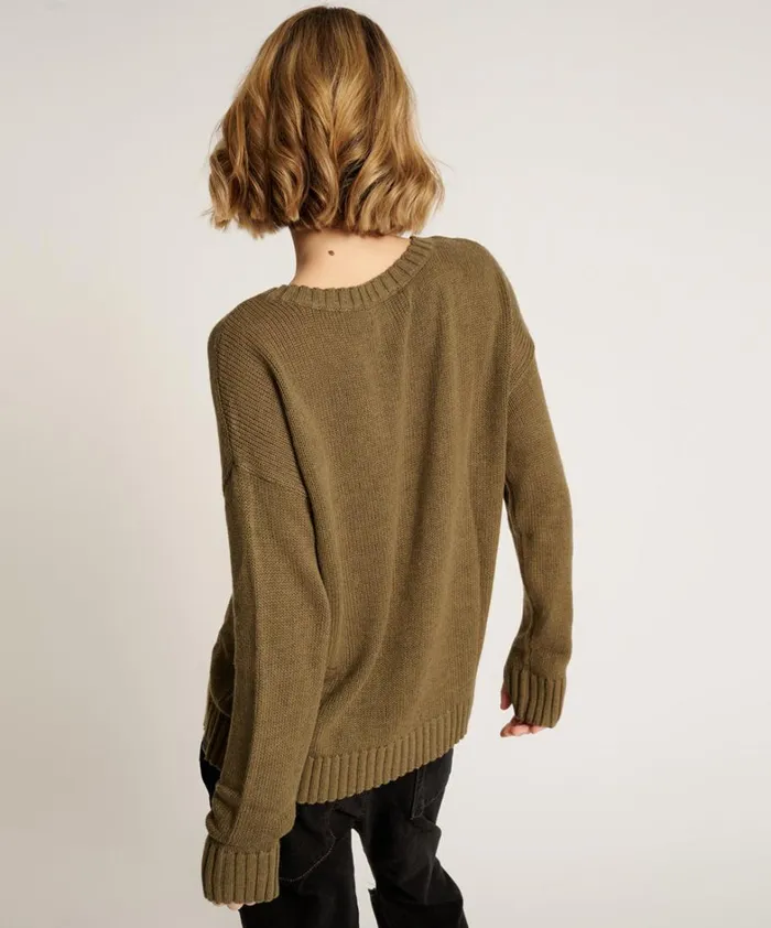 One Teaspoon Knitwear CLASSIC POCKET CHUNKY KNIT SWEATER KHAKI 8211 Women One Teaspoon Knitwear CLASSIC POCKET CHUNKY KNIT SWEATER KHAKI 8211 Women