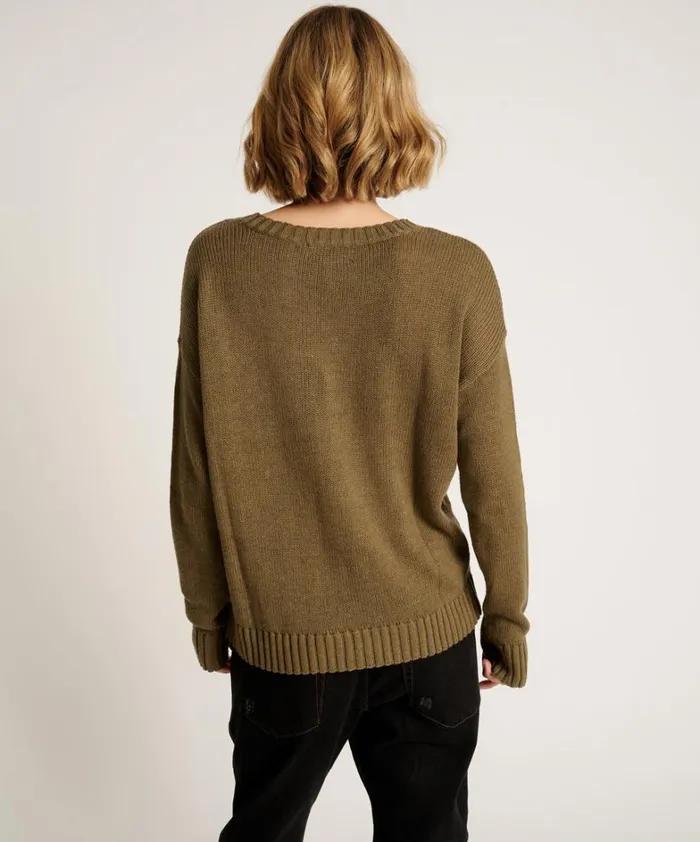 One Teaspoon Knitwear CLASSIC POCKET CHUNKY KNIT SWEATER KHAKI 8211 Women One Teaspoon Knitwear CLASSIC POCKET CHUNKY KNIT SWEATER KHAKI 8211 Women