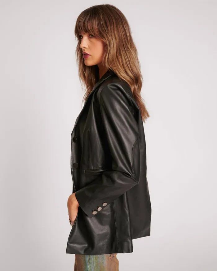 One Teaspoon Leather BLACK LEATHER BLAZER 8211 Women One Teaspoon Leather BLACK LEATHER BLAZER 8211 Women