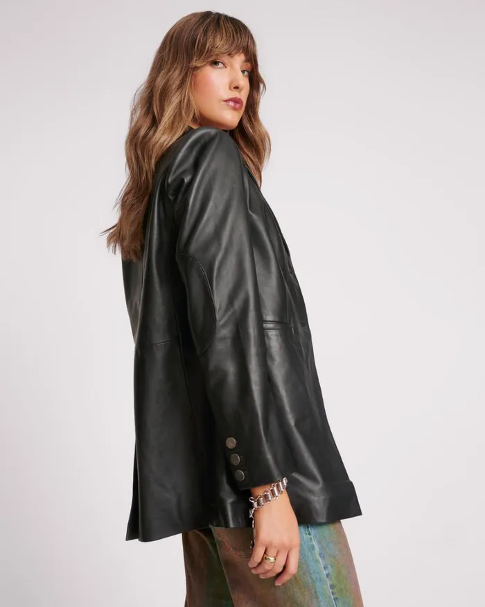 One Teaspoon Leather BLACK LEATHER BLAZER 8211 Women One Teaspoon Leather BLACK LEATHER BLAZER 8211 Women