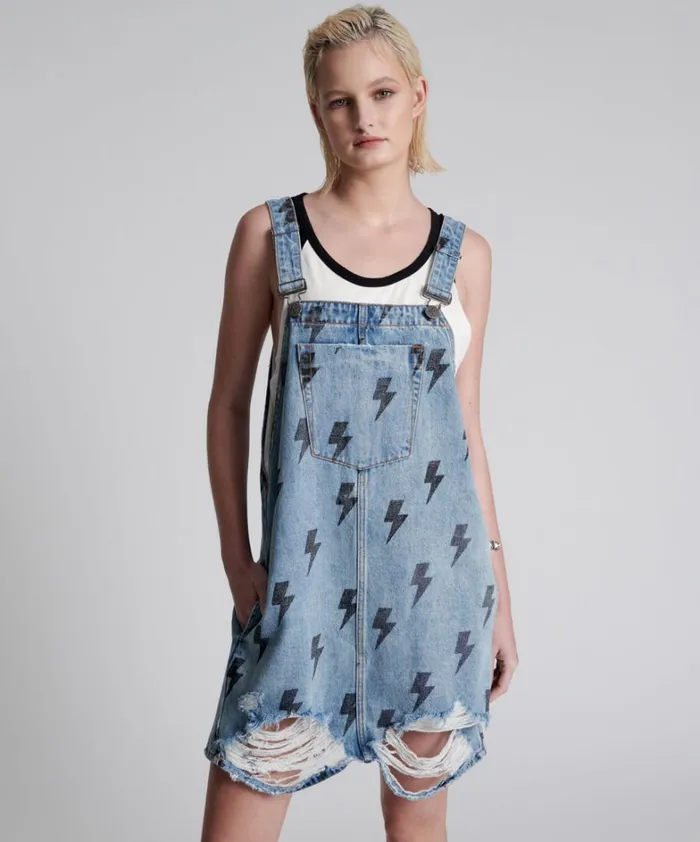 One Teaspoon Midi and Maxi Dresses BLUE LIGHTNING PINI DENIM DRESS 8211 Women One Teaspoon Midi and Maxi Dresses BLUE LIGHTNING PINI DENIM DRESS 8211 Women
