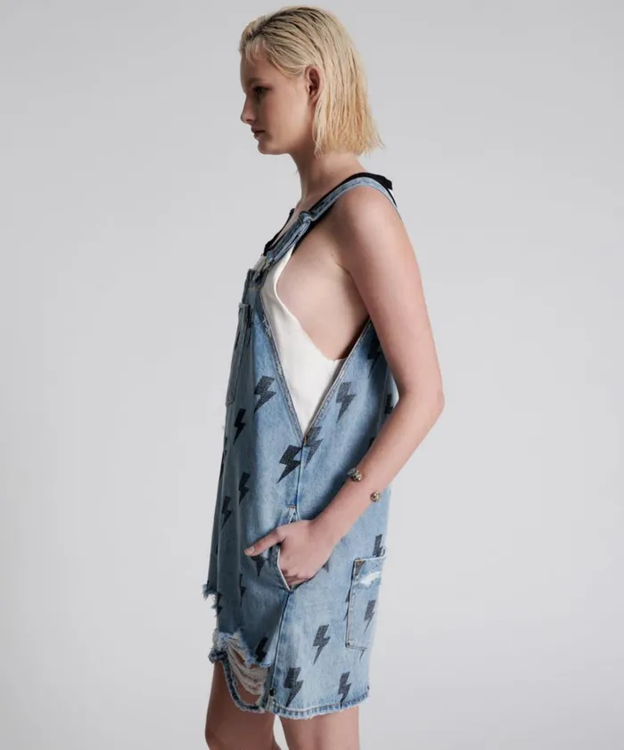 One Teaspoon Midi and Maxi Dresses BLUE LIGHTNING PINI DENIM DRESS 8211 Women One Teaspoon Midi and Maxi Dresses BLUE LIGHTNING PINI DENIM DRESS 8211 Women