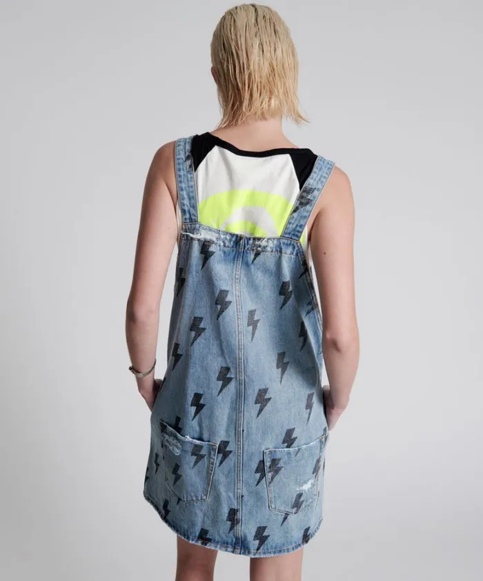 One Teaspoon Midi and Maxi Dresses BLUE LIGHTNING PINI DENIM DRESS 8211 Women One Teaspoon Midi and Maxi Dresses BLUE LIGHTNING PINI DENIM DRESS 8211 Women