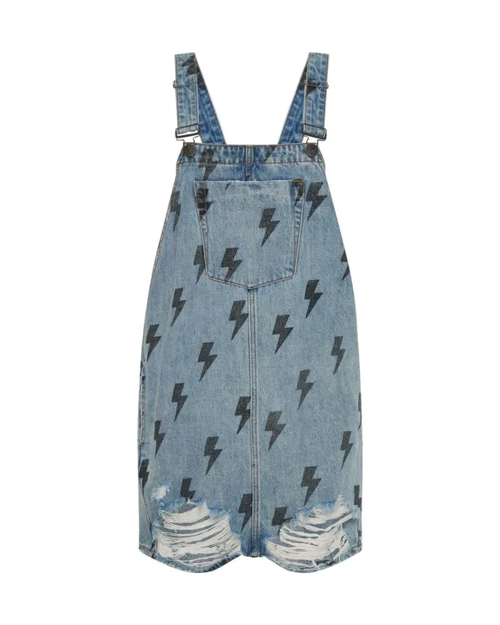 One Teaspoon Midi and Maxi Dresses BLUE LIGHTNING PINI DENIM DRESS 8211 Women One Teaspoon Midi and Maxi Dresses BLUE LIGHTNING PINI DENIM DRESS 8211 Women