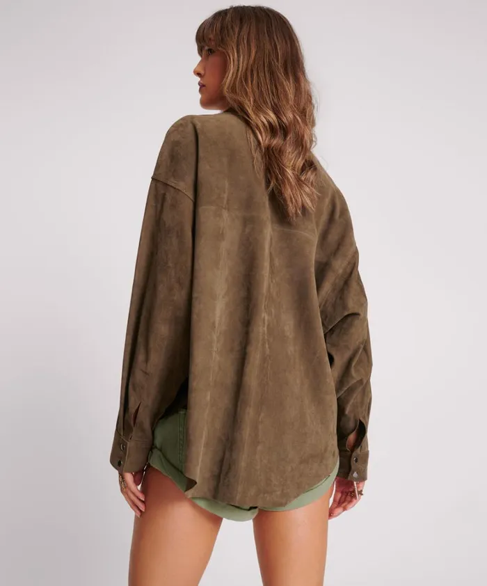 One Teaspoon Shirts ARMY GREEN SUEDE DARIA SHIRT 8211 Women