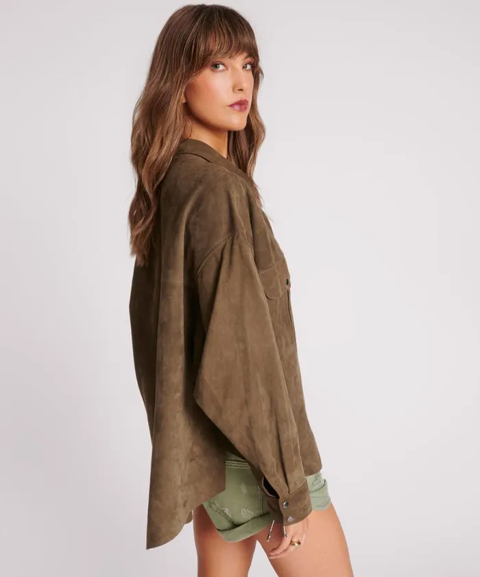One Teaspoon Shirts ARMY GREEN SUEDE DARIA SHIRT 8211 Women