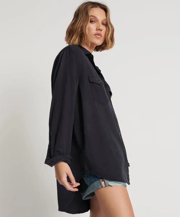 One Teaspoon Shirts CHARCOAL CUT OFF ORIGINAL LIBERTY SHIRT 8211 Women