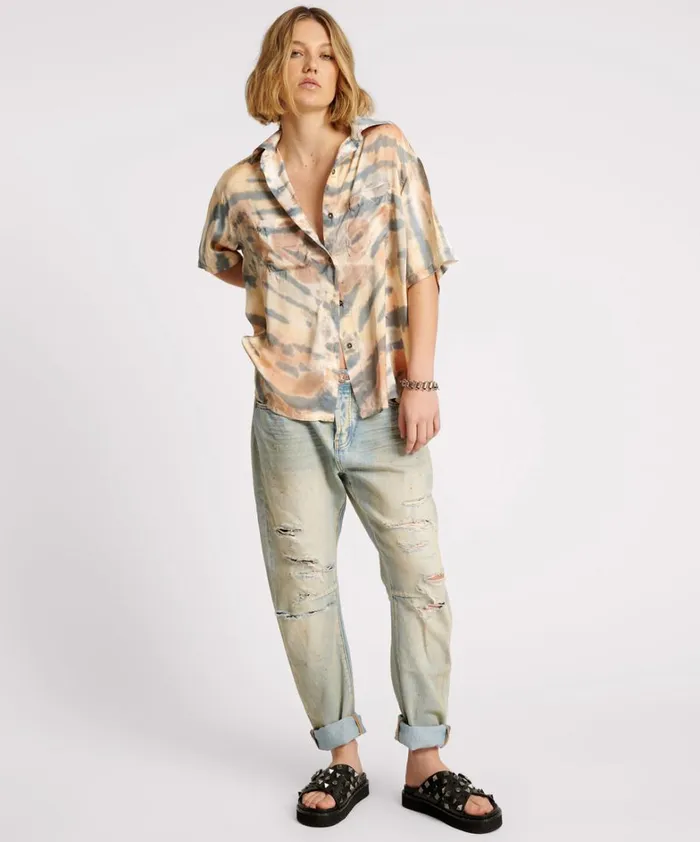 One Teaspoon Shirts HAND PAINTED DATE NIGHT SATIN SHIRT 8211 Women