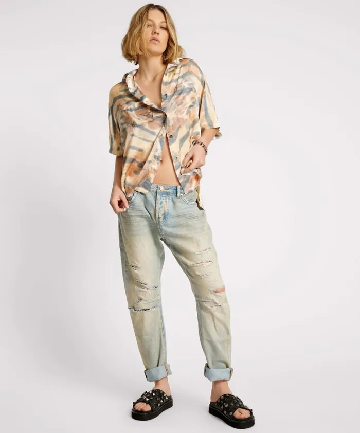 One Teaspoon Shirts HAND PAINTED DATE NIGHT SATIN SHIRT 8211 Women