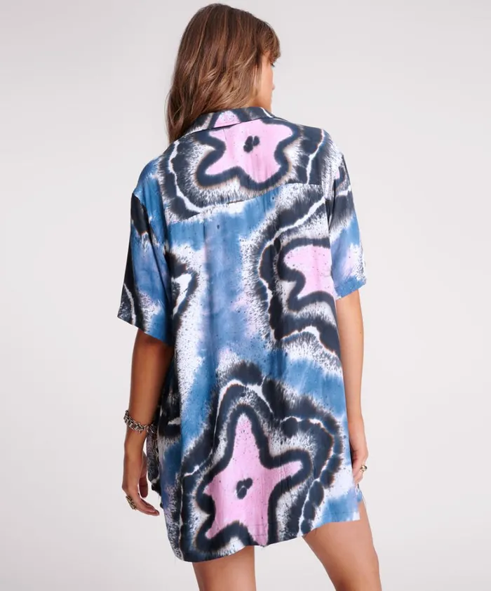 One Teaspoon Shirts HAND PAINTED FLORAL SHORTS SLEEVE SHIRT 8211 Women